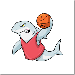 Shark at Sports with Basketball Posters and Art